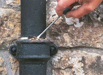 Cast iron downpipes frequently crack and corrode