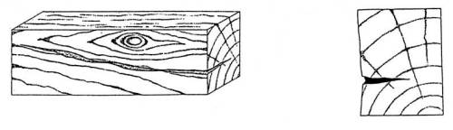 Crack in timber after injection.